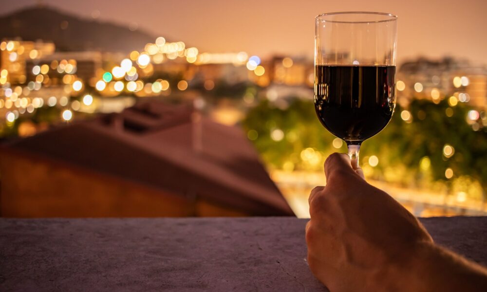photo of person holding wine bottle