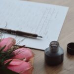 vintage letter writing with ink and roses