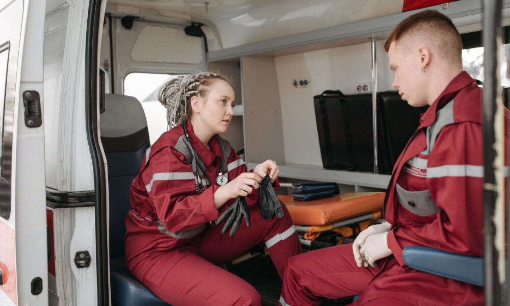 paramedics inside an ambulance