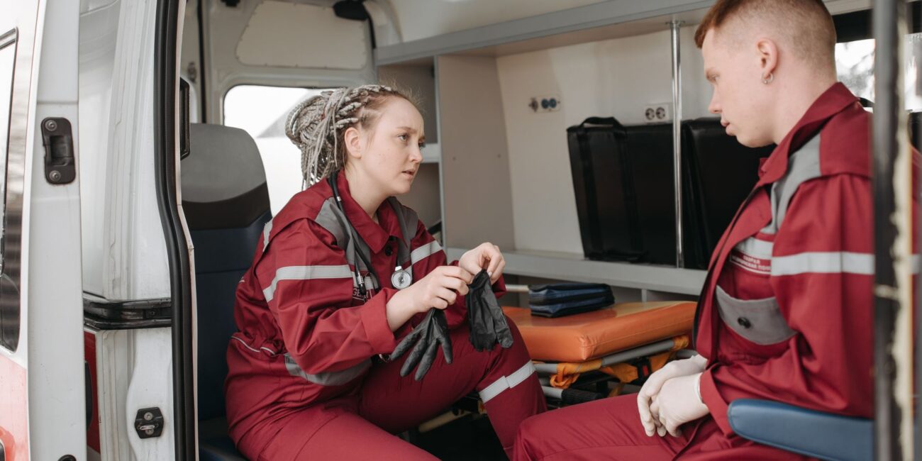 paramedics inside an ambulance